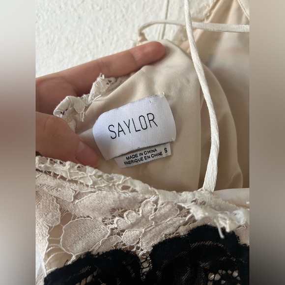 SAYLOR | Alexis Dress in Cream and Black Lace - Picture 6 of 6